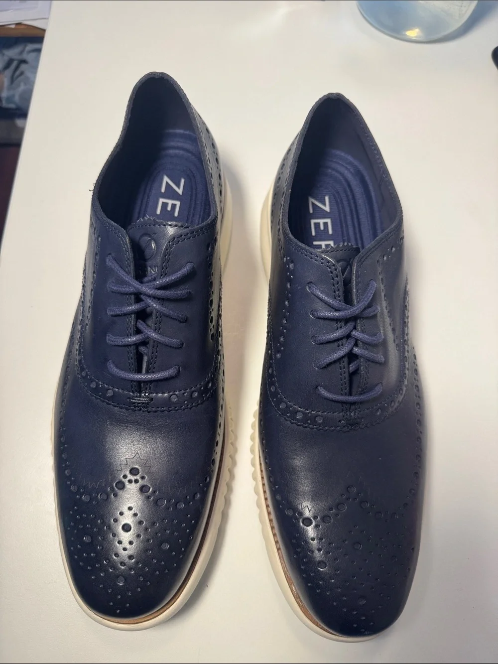 Cole Haan zero grand Wingtip Oxford - 10.5 Navy Men’s Dress Sneaker